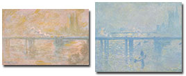 Two Paintings of Charing Cross Bridge by Monet