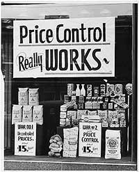 Window display explaining war-time price controls.
