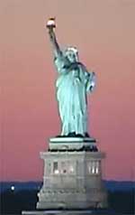 Statue of Liberty at night.