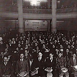 Audience attending 1930s event at Steinart Hall.